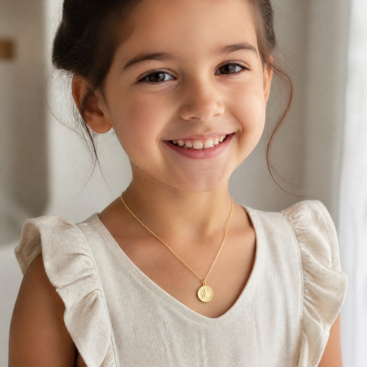 14k Infant of Prague Medal Charm - Model Shot