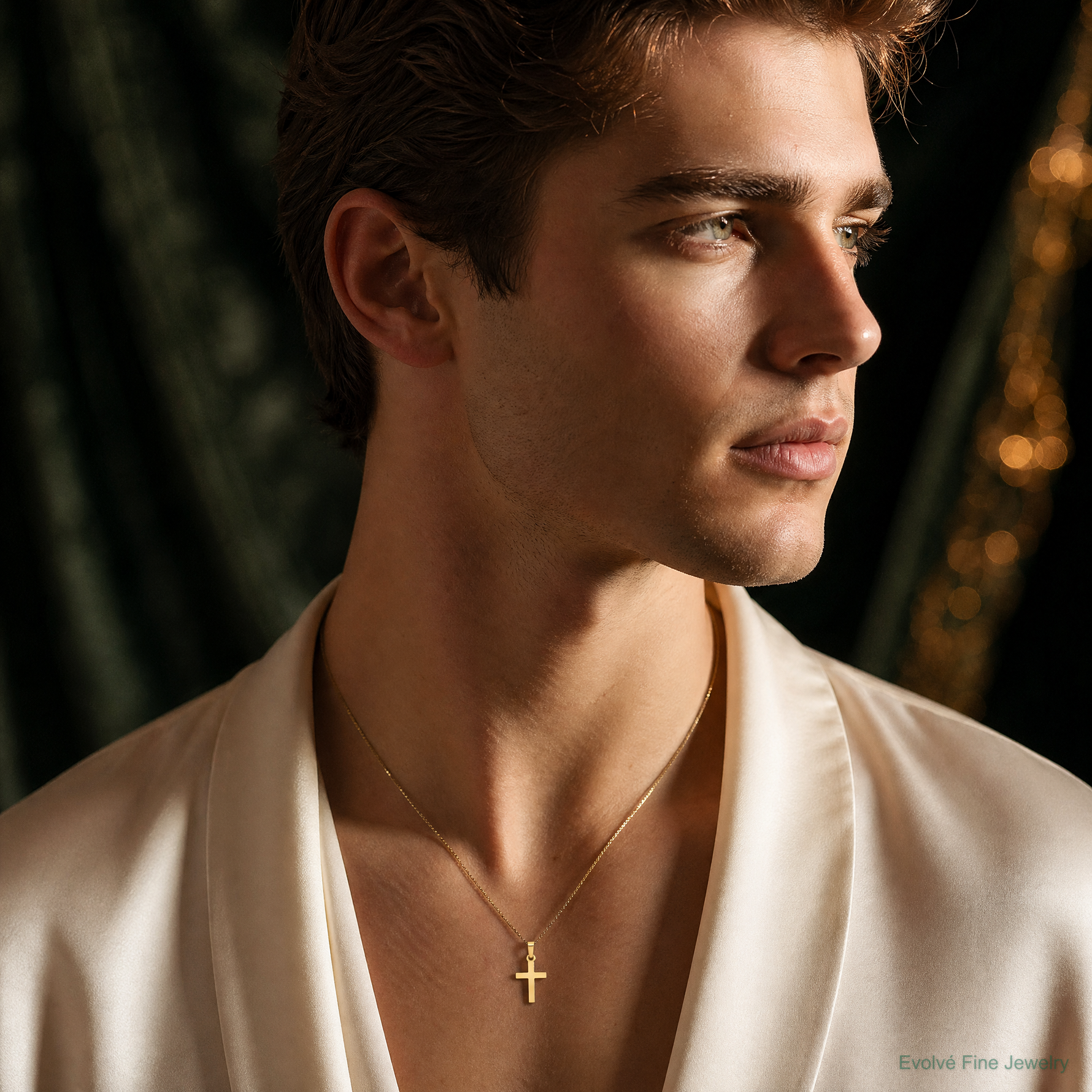 14k Cross Pendant - Model Shot