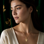 14k Polished Angel Pendant - Model Shot