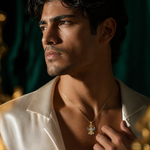 14K w/Rhodium Filigree Angel Pendant - Model Shot