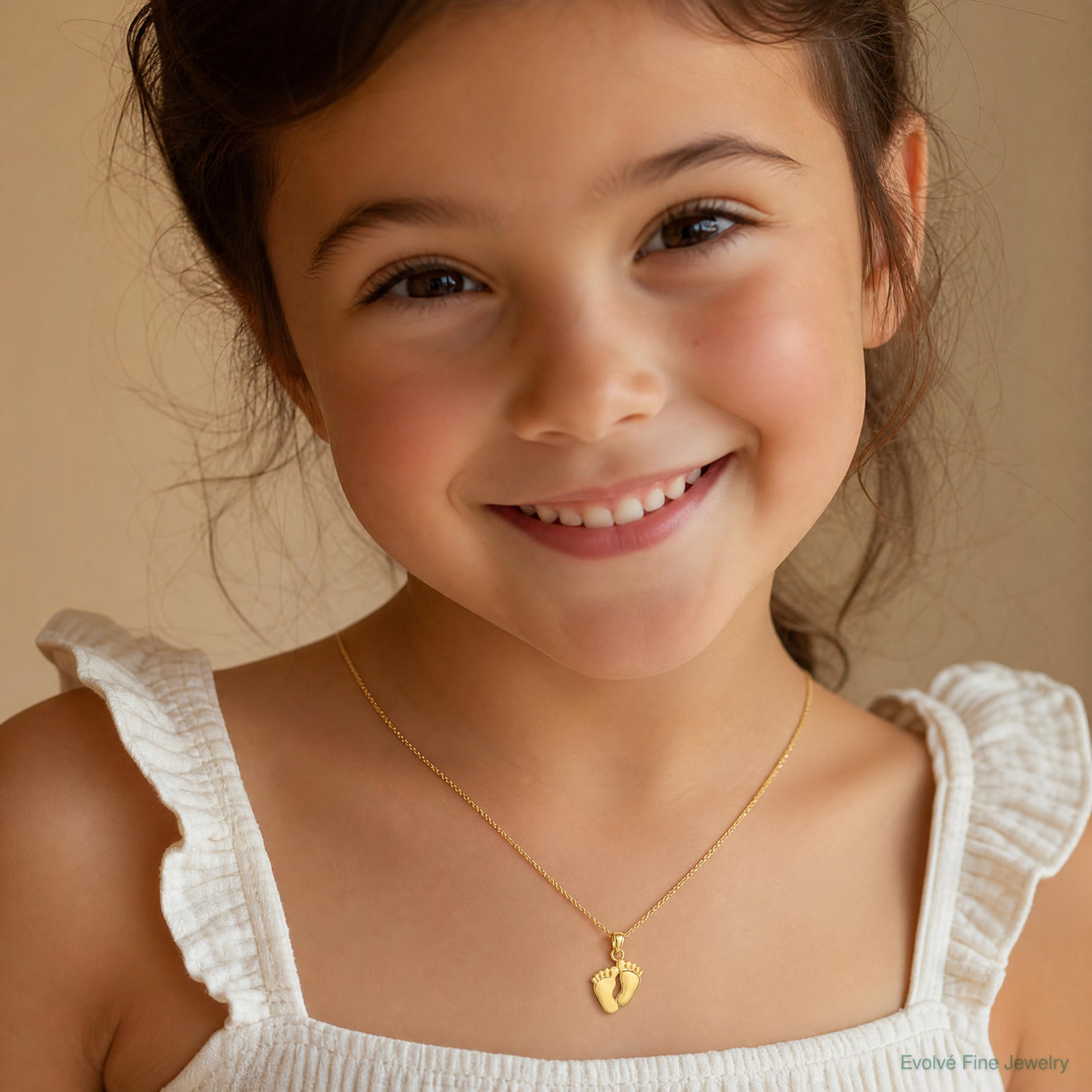 14k Small Feet Pendant - Model Shot