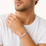 Sterling Silver Polished Medical Curb Link ID Bracelet - Model Shot