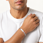 Sterling Silver Polished Medical Curb Link ID Bracelet - Model Shot