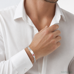 Sterling Silver Rhodium-plated Medical ID Curb Link Bracelet - Model Shot