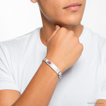 Sterling Silver Rhodium-plated Medical ID Curb Link Bracelet - Model Shot