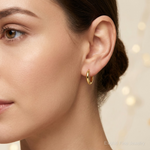 14k Polished Hinged Hoop Earrings - Model Shot