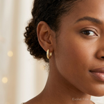 14k Diamond-cut Hinged Hoop Earrings - Model Shot