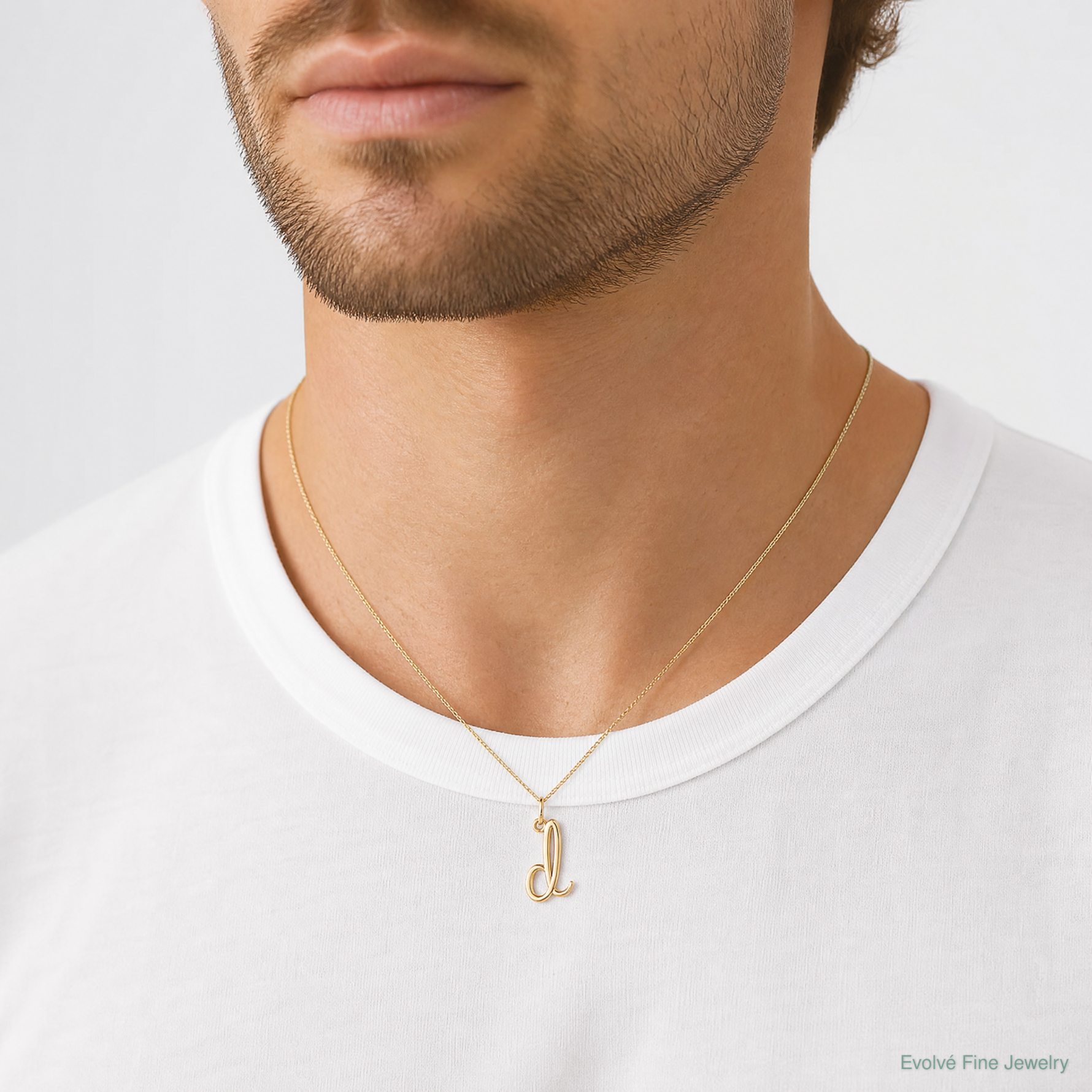 14k Yellow Gold Letter D Initial Charm - Model Shot