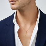 14k Yellow Gold Letter F Initial Charm - Model Shot