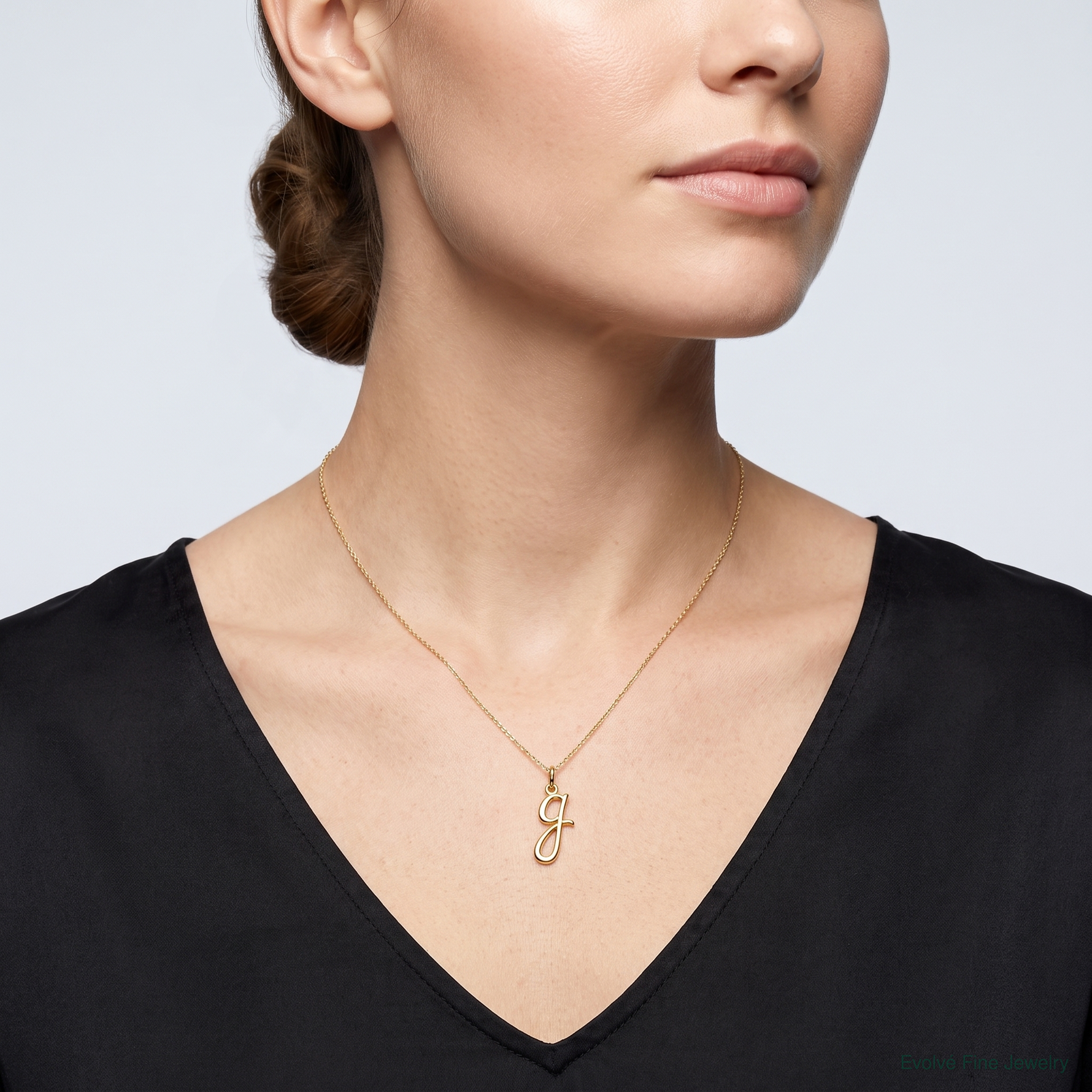 14k Yellow Gold Letter G Initial Charm - Model Shot