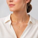 14k Yellow Gold Letter L Initial Charm - Model Shot