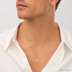 14k Yellow Gold Letter N Initial Charm - Model Shot
