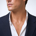 14k Yellow Gold Letter T Initial Charm - Model Shot