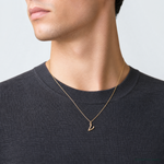 14k Yellow Gold Letter V Initial Charm - Model Shot