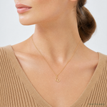 14k Yellow Gold Letter W Initial Charm - Model Shot