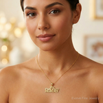 14k Yellow Gold I Heart Mommy Pendant - Model Shot