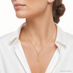 14k Gold Polished HOPE Ribbon Pendant - Model Shot