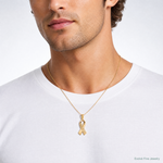 14k Gold Polished SURVIVOR Ribbon Pendant - Model Shot