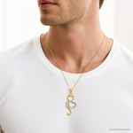 14k Rhodium-Plated Polished Cat w/Heart Pendant - Model Shot