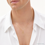 14k Gold Polished Music Note Pendant - Model Shot