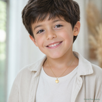 14k Childrens Heart with Pawprints Pendant - Model Shot