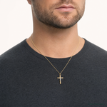 14k with White Rhodium Polished Hollow Crucifix Charm - Model Shot