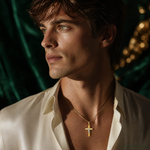 14K Two-tone Crucifix Pendant - Model Shot