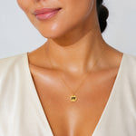 14k Polished Black Enamel Letter M Initial Disk Charm - Model Shot