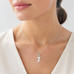 14kw Polished Script Letter T Initial Pendant - Model Shot