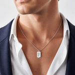 14kw Polished Letter F Initial Dog Tag Pendant - Model Shot