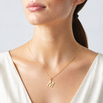 14k Polished Bubble Letter M Initial Pendant - Model Shot