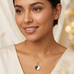 14K Polished Black/White Enamel Yin and Yang Pendant - Model Shot