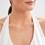 14K Small Script Letter A Initial Charm - Model Shot