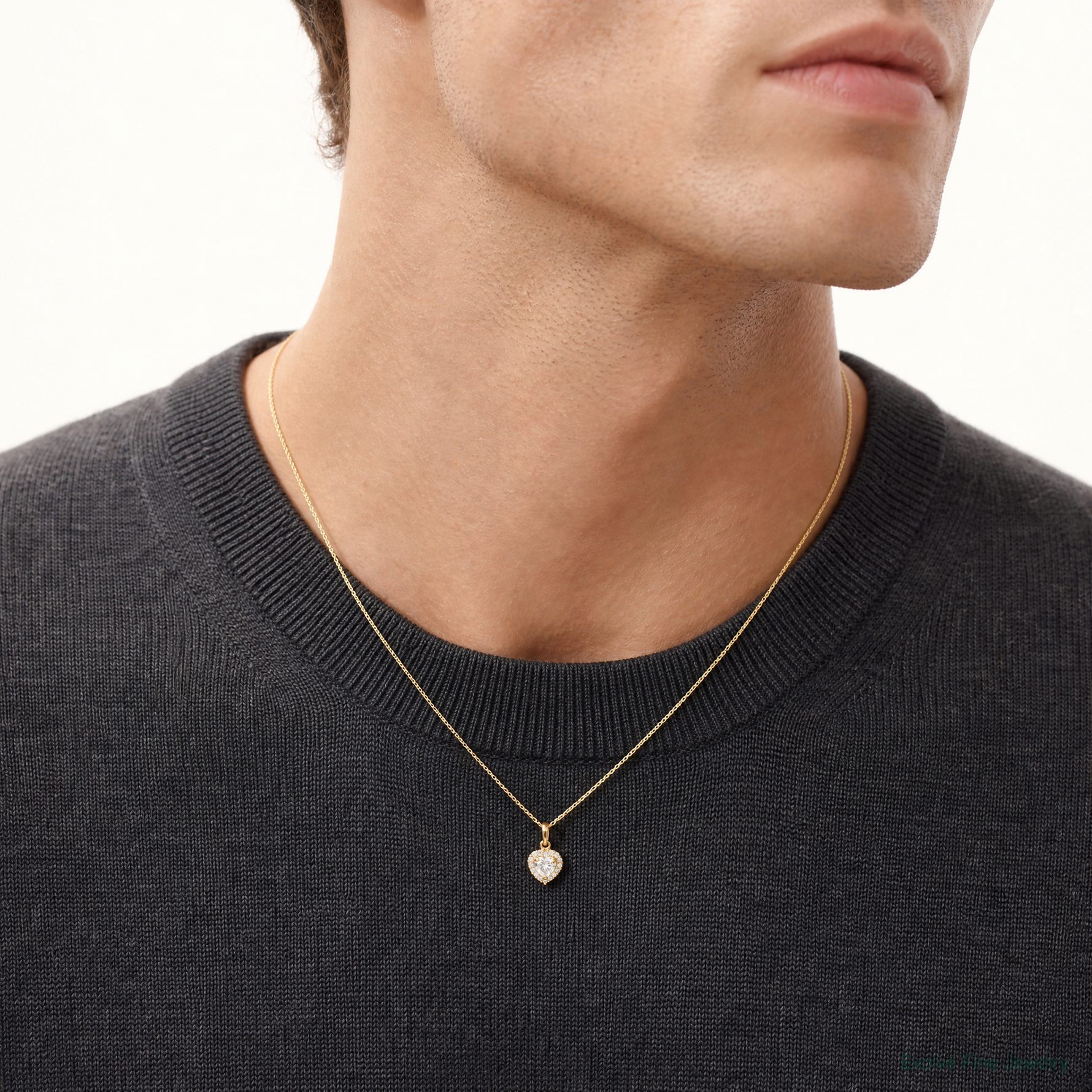 14K CZ Heart Pendant - Model Shot