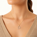 14k Polished CZ Open Heart Pendant - Model Shot