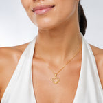 14K Polished Double Heart Pendant - Model Shot