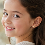 14K w/Rhodium Polished Double Star Post Earrings - Model Shot