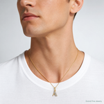 14KY with Rhodium Diamond Letter A Initial Pendant - Model Shot