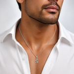 14KW Rhodium-plated Diamond Letter S Initial Pendant - Model Shot