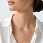 14K White Gold Small Slanted Block Letter I Initial Charm - Model Shot