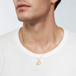 14K Small Fancy Script Letter D Initial Charm - Model Shot