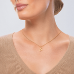 14K Small Fancy Script Letter S Initial Charm - Model Shot