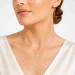14k White Gold Small Fancy Script Letter A Initial Charm - Model Shot