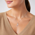 14k White Gold Small Fancy Script Letter N Initial Charm - Model Shot