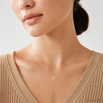 14k Small Script Letter A Initial Charm - Model Shot