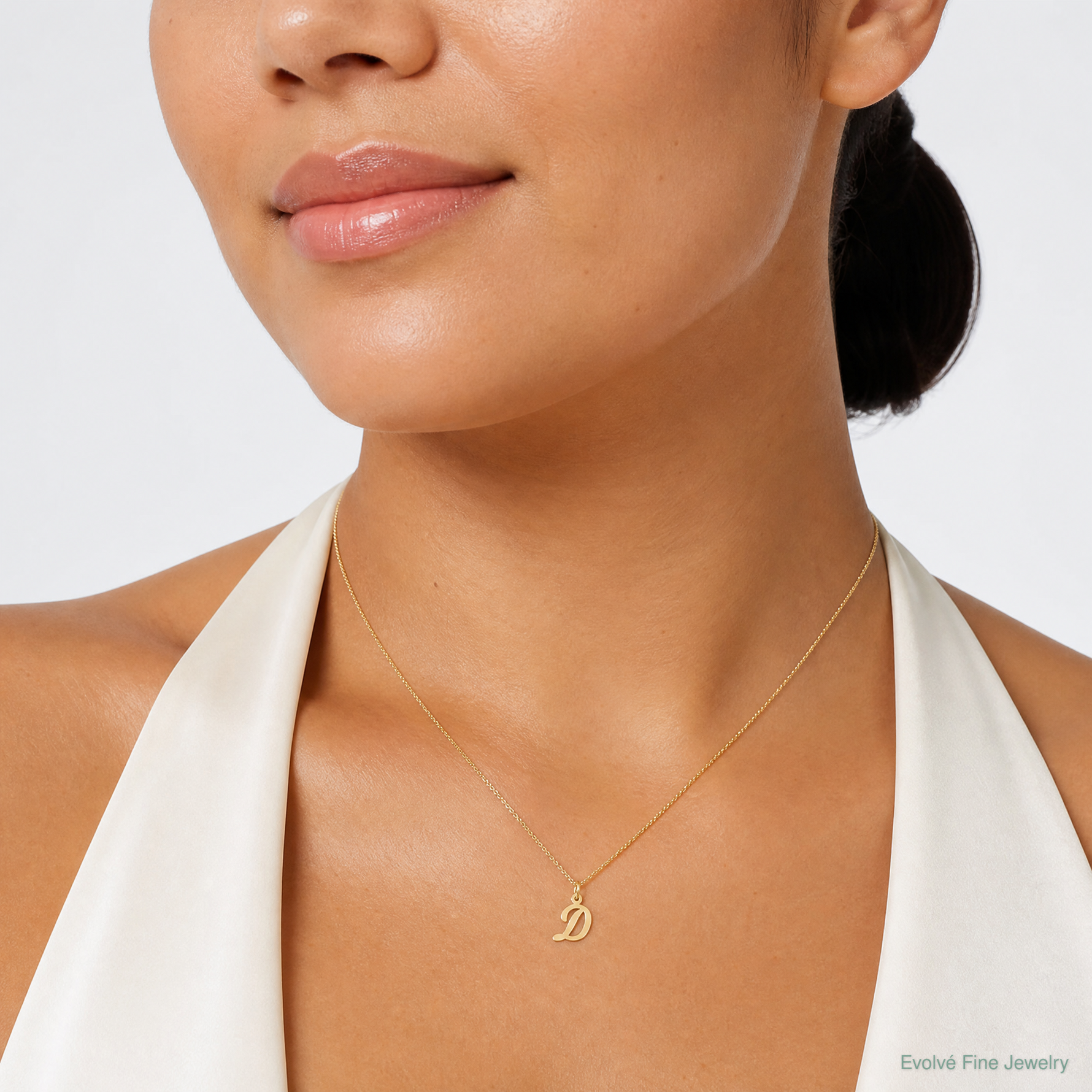14k Small Script Letter D Initial Charm - Model Shot