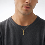 14k Small Script Letter E Initial Charm - Model Shot