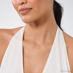 14k Small Script Letter R Initial Charm - Model Shot
