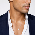 14k White Gold Small Script Letter J Initial Charm - Model Shot