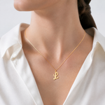 14k Medium Script Letter L Initial Charm - Model Shot